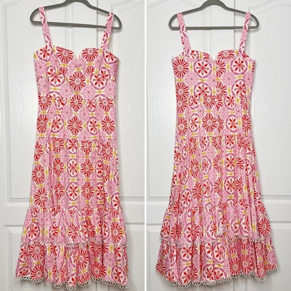 NWOT Borgo de Nor Clio Sweetheart Midi Dress in Palermo Pink Size 10 US (14 UK) - Picture 5 of 13